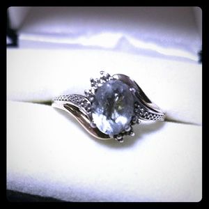 Light Blue Topaz Stirling Silver & Gold Ring